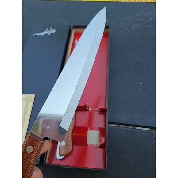 Vintage MAXAM 2 Pc Fine Stainless Steel Knife Set Chef's Wood Handle - Picture 4 of 8